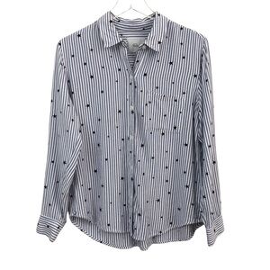 Rails | Velvet Star Navy Blue White Stripe Blouse Medium